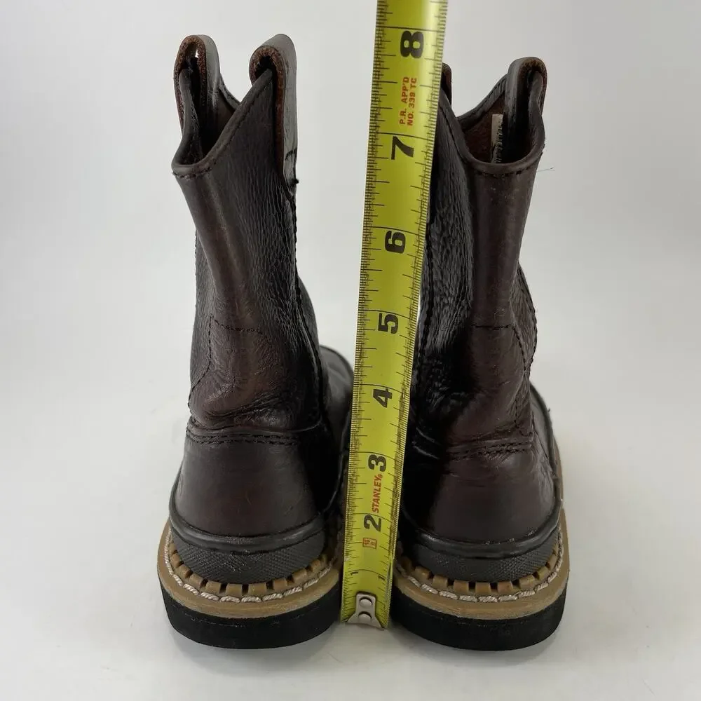 Georgia Boot Little Georgia Giant Brown Leather Boots Kids Size 8.5M Wellington